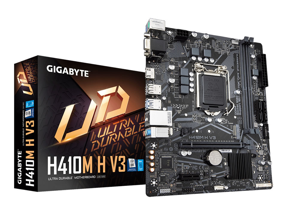 MB GIGABYTE H410M H V3 p/ Intel LGA1200 2xDDR4/1xPCI-e/4xSATA/1xM.2 NVMe