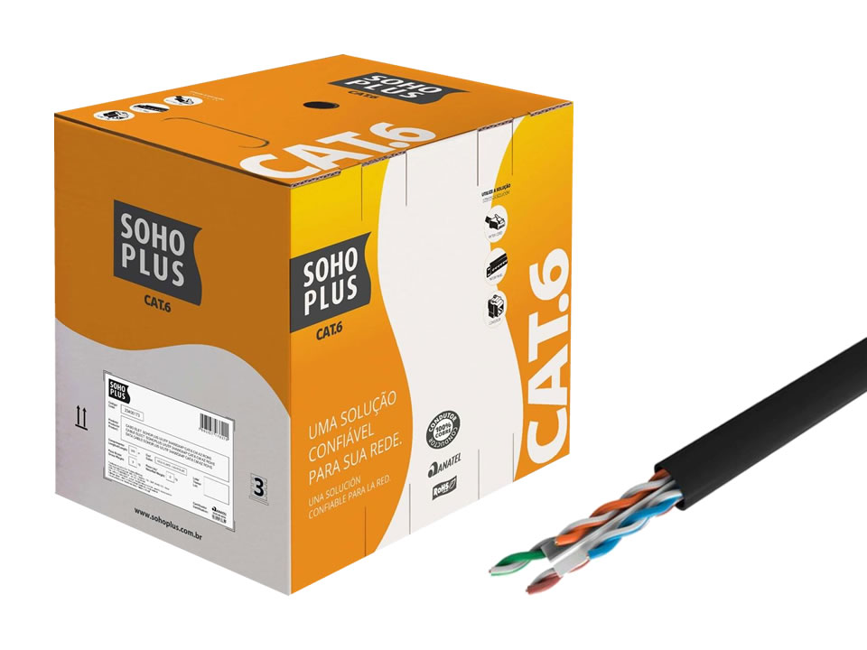Cabo de Rede FURUKAWA SOHOPLUS U/UTP CAT.6 CMX Preto [23400187] (Caixa c/ 305 metros)