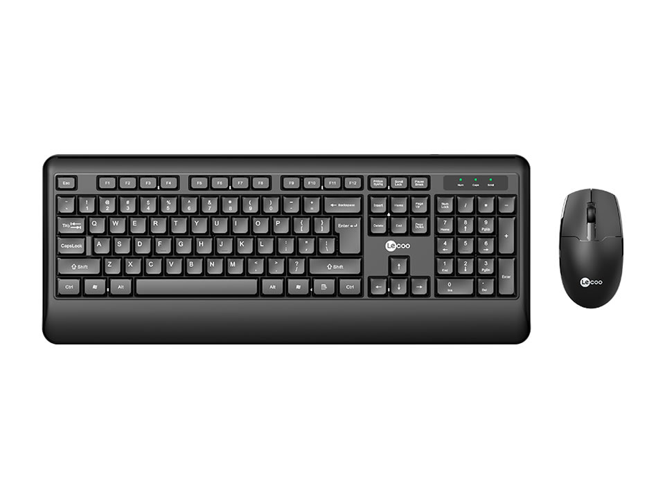 Kit Teclado + Mouse Sem Fio USB LENOVO LECOO KW202 Preto