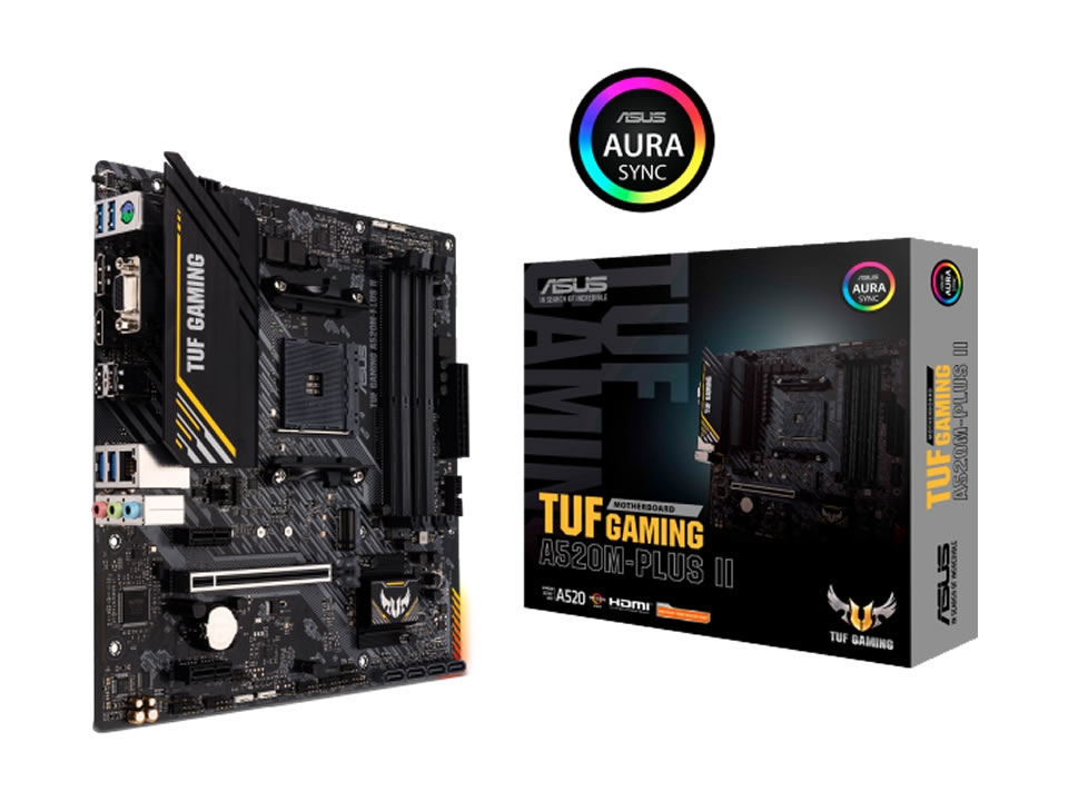 MB ASUS TUF GAMING A520M-PLUS II p/ AMD AM4 4xDDR4/1xPCI-e/4xSATA/1xM.2