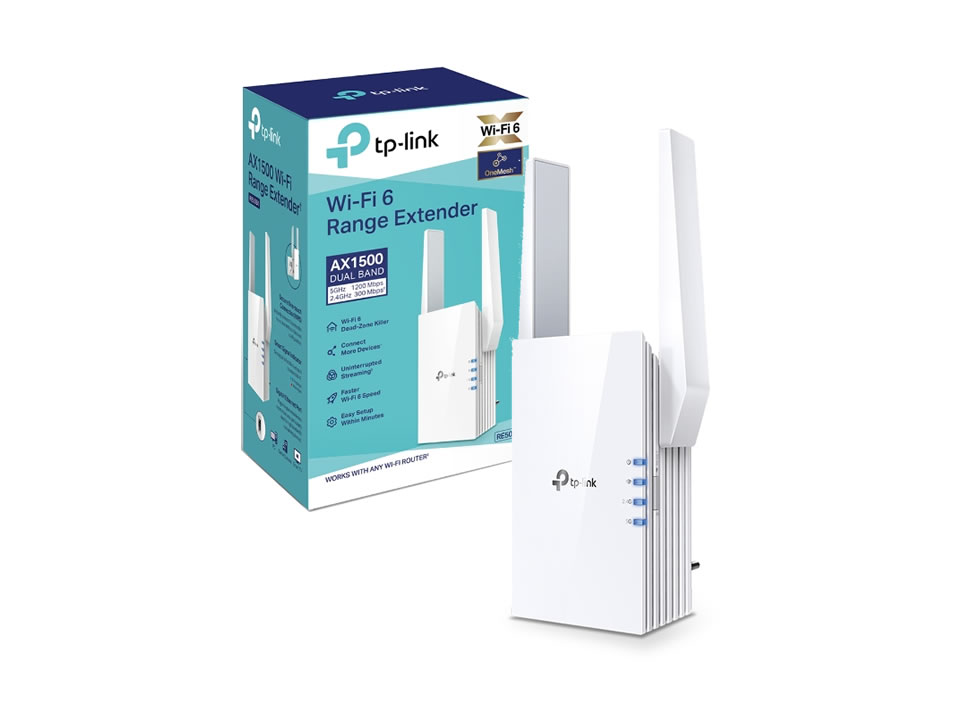 Repetidor Wireless Dual Band TP-LINK RE505X (AC1500: 300Mpbs+1200Mpbs) c/ 2 Antenas (WIFI/LAN)