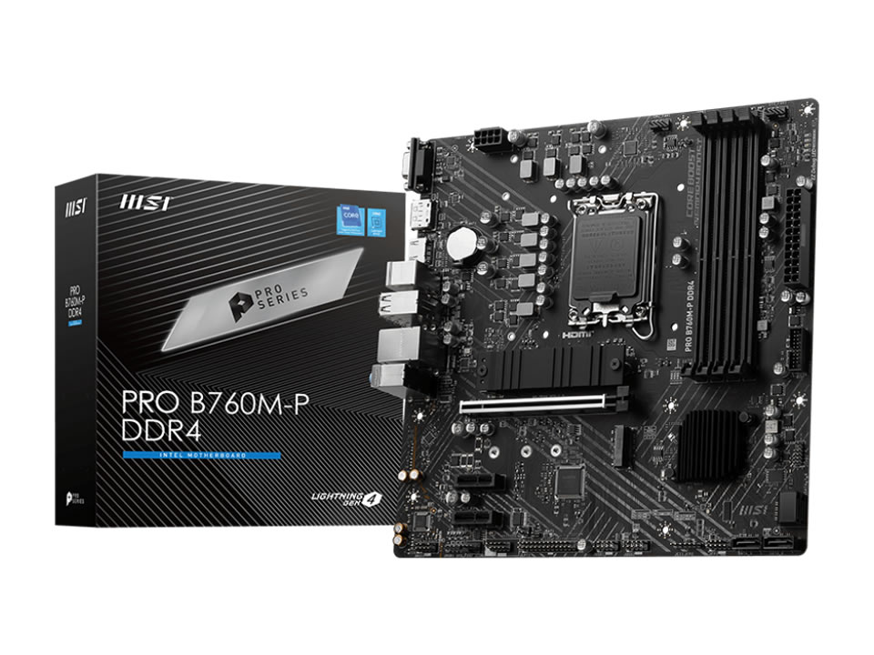 MB MSI PRO B760M-P DDR4 p/ Intel LGA1700 4xDDR4/1xPCI-e/4xSATA/2xM.2
