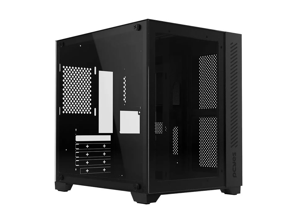 Gabinete Micro ATX PCYES Forcefield Black Vulcan - SEM FONTE (2U2/1U3/HDA/VT/FL/0F)
