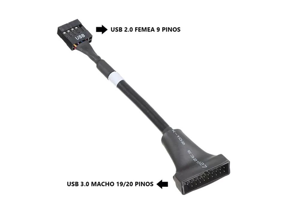 Cabo Adaptador USB 2.0 (9 Pinos F) p/ USB 3.0 (19 Pinos M)