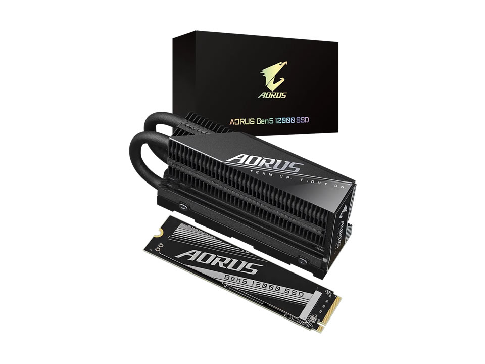 SSD GIGABYTE AORUS Gen5 12000 2TB [AG512K2TB G10] M.2 2280 NVMe PCIe x4 Gen5  (L=12400MB/s / E=11800MB/s)