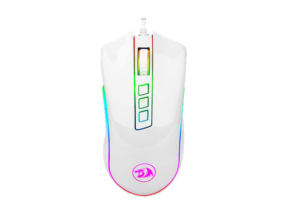 Mouse Gamer USB Óptico REDRAGON Cobra Lunar White [M711W] (12400 DPI) Branco