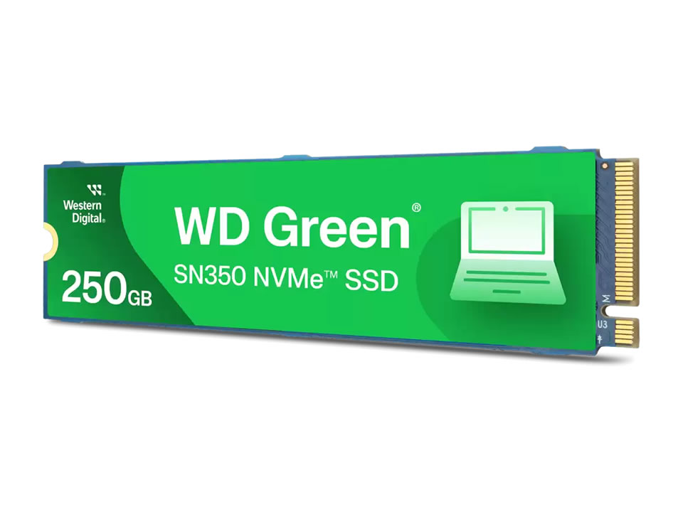 SSD WD GREEN SN350 250GB [WDS250G2G0C] M.2 2280 NVMe PCIe x4 Gen3 (L=2400MB/s / E=1500MB/s)