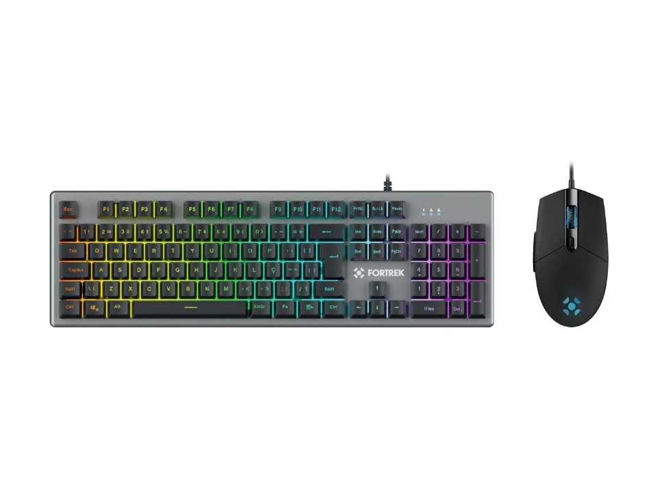 Kit Teclado + Mouse Gamer USB FORTREK Combo Ranger RGB Preto