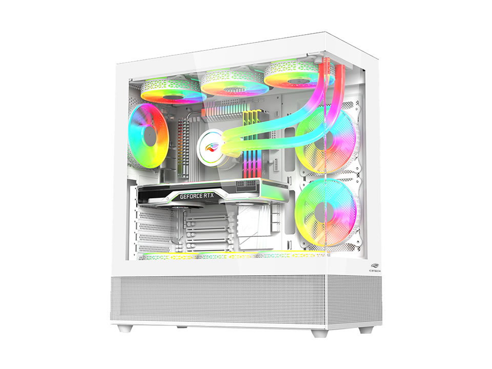 Gabinete ATX C3TECH MT-G850WH Branco - SEM FONTE (1U2/1U3/1U3C/HDAP3/VT/FI/0F)