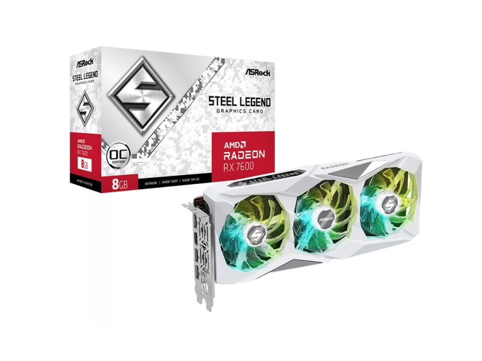 VGA PCI-e AMD Radeon RX7600 ASROCK Steel Legend OC Edition 8GB DDR6 128 bits [RX7600 SL 8GO] (HDMI/3xDP)