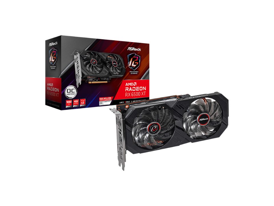 VGA PCI-e AMD Radeon RX6500XT ASROCK Phantom Gaming D OC 4GB DDR6 64 bits [RX6500XT PGD 4GO] (HDMI/DP)