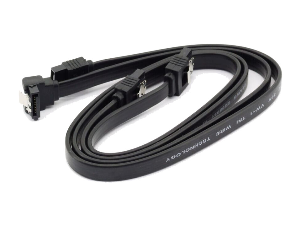 Kit c/ 2 Cabos de Dados SATA 6Gb/s c/ Trava GIGABYTE [12CF1-2SAT1B-01R] (180°/180° + 90°/180°)