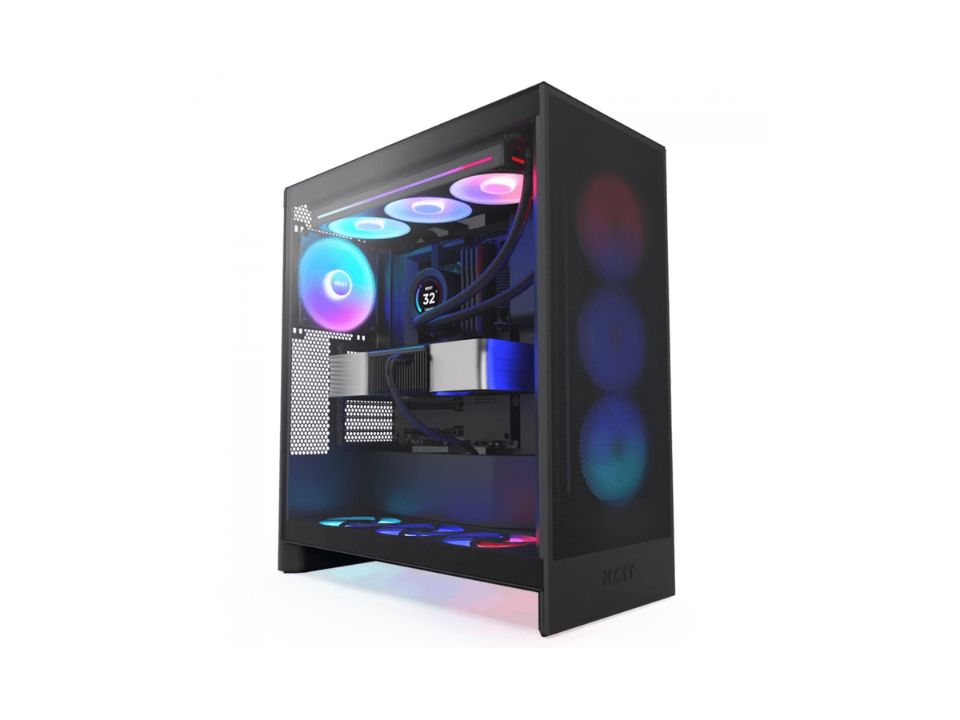 Gabinete ATX NZXT H7 FLOW RGB BLACK [CC-H72FB-R1] - SEM FONTE (2U3/1U3C/HDAP3/VT/FI/3F)