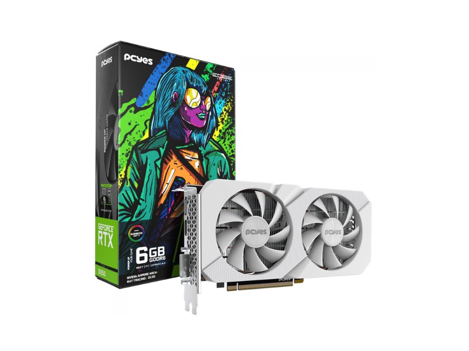 VGA PCI-e GeForce RTX3050 PCYES Edge White 6GB DDR6 96 bits [PVRTX30506WTPE] (DVI-D/HDMI/DP)