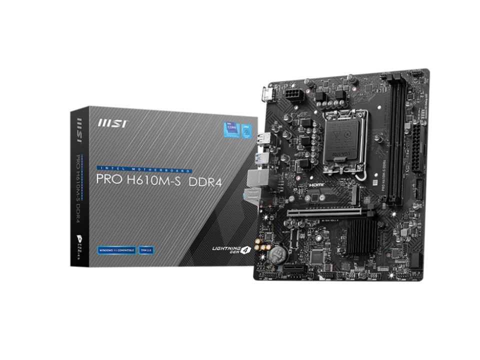 MB MSI PRO H610M-S DDR4 p/ Intel LGA1700 2xDDR4/1xPCI-e/2xSATA/1xM.2