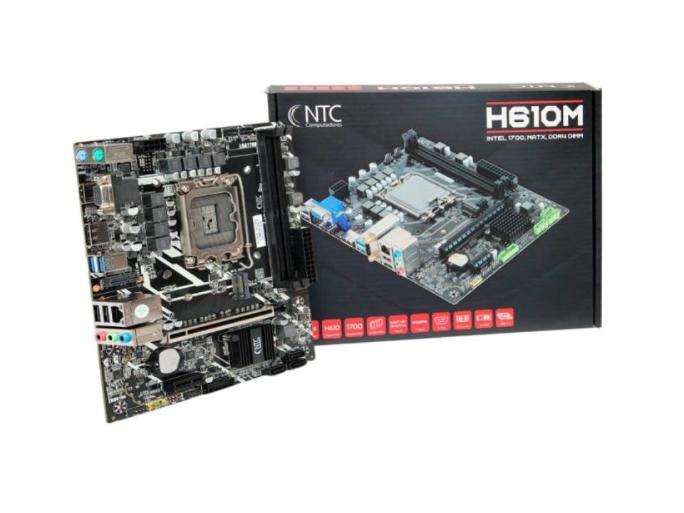 MB NTC H610M p/ Intel LGA1700 2xDDR4/1xPCI-e/3xSATA/1xM.2