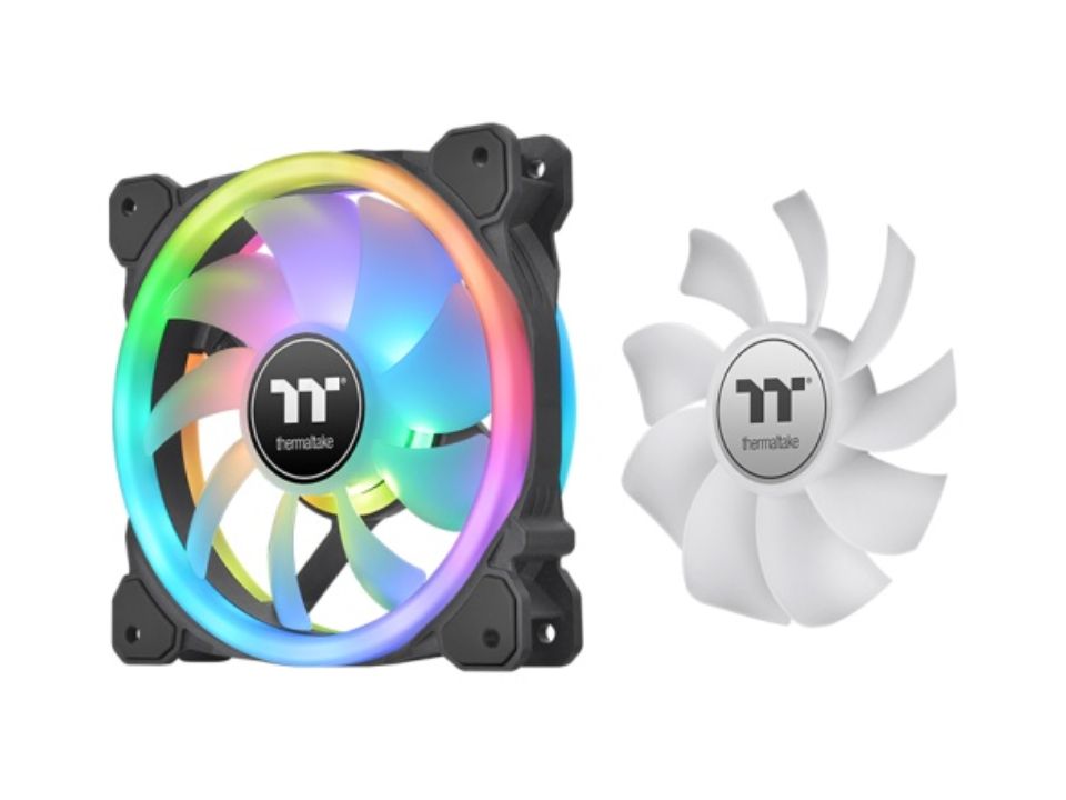 Kit 3 Fans/Exaustores RGB p/ Gabinete 12 x 12 cm c/ Controladora THERMALTAKE SWAFAN 12 RGB [CL-F137-PL12SW-A] (Reversível)