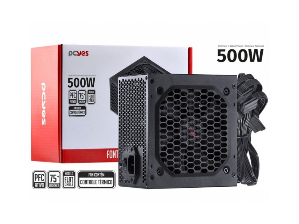 Fonte ATX PCYES Spark 500W [PXSP500WPT] PFC Ativo
