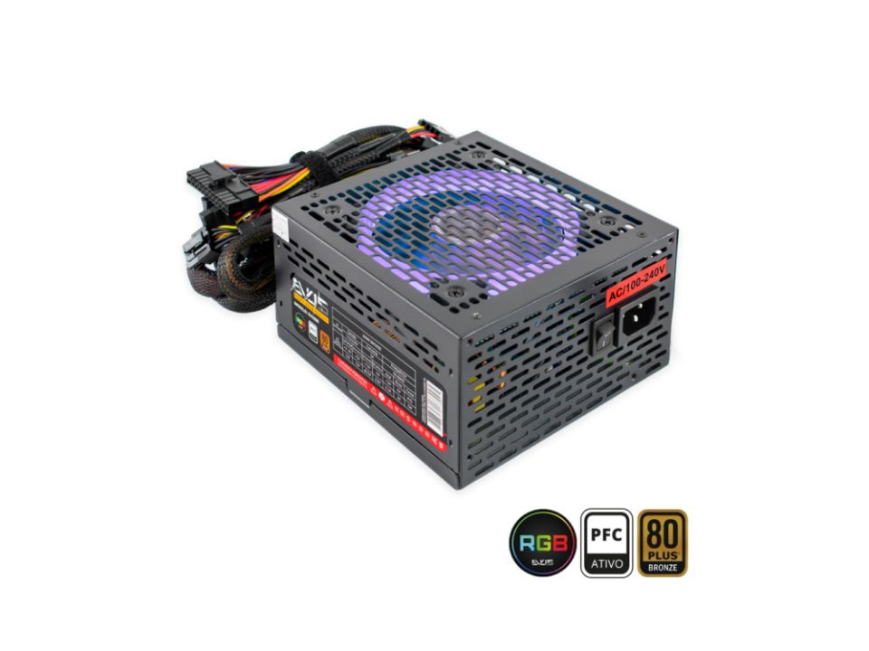 Fonte ATX EVUS 600W [EVG600] PFC Ativo / 80 Plus Bronze c/ Cabo de Força