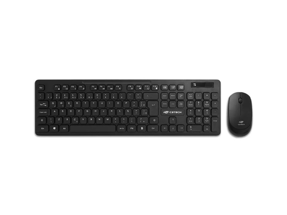Kit Teclado + Mouse Sem Fio USB C3TECH K-W20BK Preto