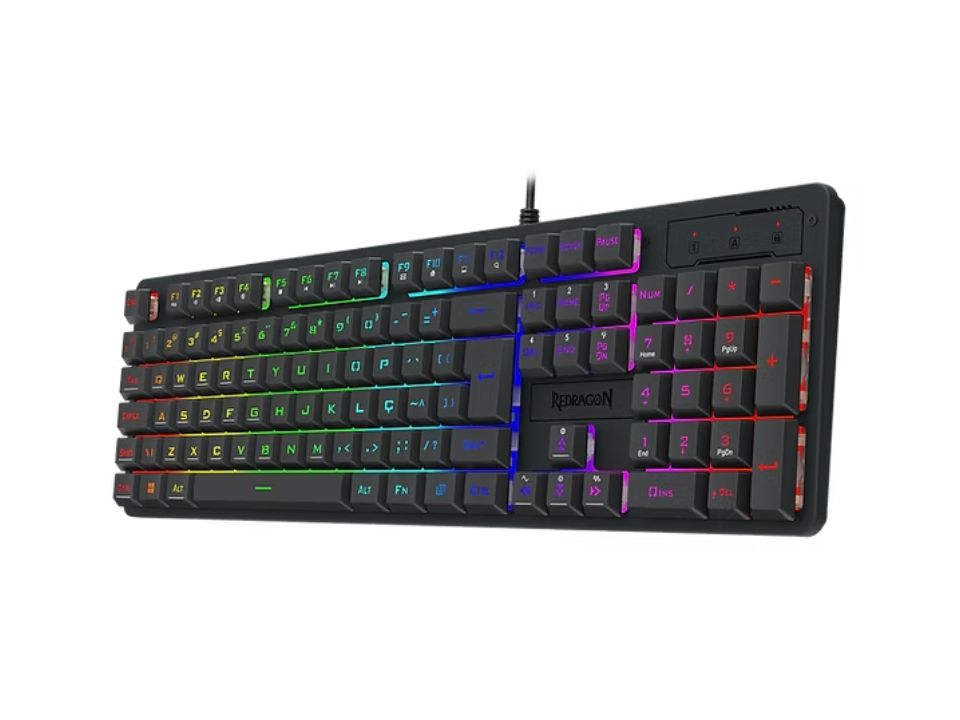 Teclado Gamer USB REDRAGON Netherbane [K521-R] Preto (Backlight RGB)