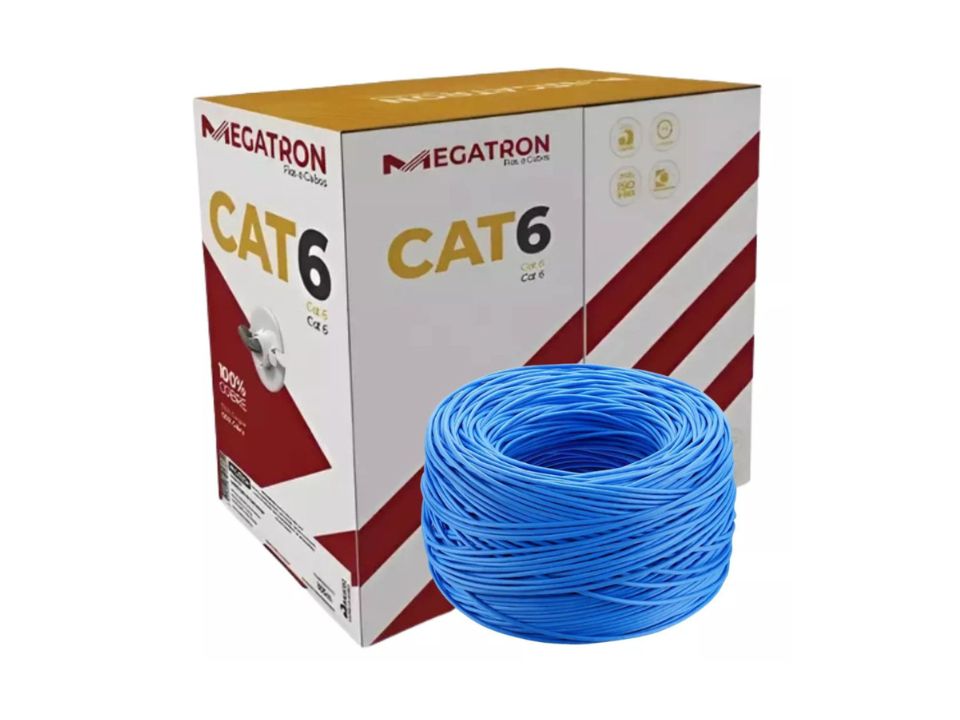 Cabo de Rede MEGATRON U/UTP CAT.6 CM Azul [010708C0305AZ00] (Caixa c/ 305 metros)