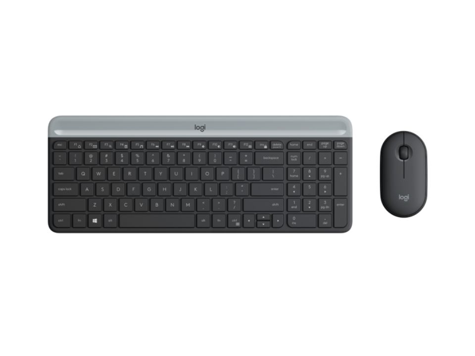 Kit Teclado + Mouse Sem Fio USB LOGITECH MK470 Slim Combo Preto