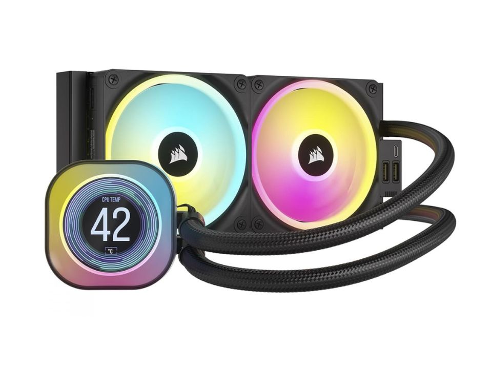 Water Cooler p/ Intel/AMD CORSAIR iCUE Link H100i LCD BLack 240mm [CW-9061007-WW] (115X/1200/1700/1851/AM4/AM5)