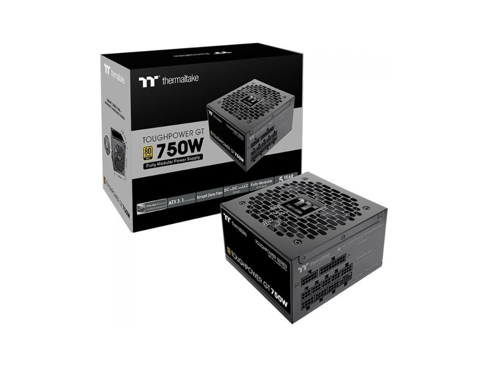 Fonte ATX THERMALTAKE Toughpower GT 750W [PS-TPT-0750FNFAGB-3] PFC Ativo / Modular / 80 Plus Gold / 12VHPWR c/ Cabo de Força