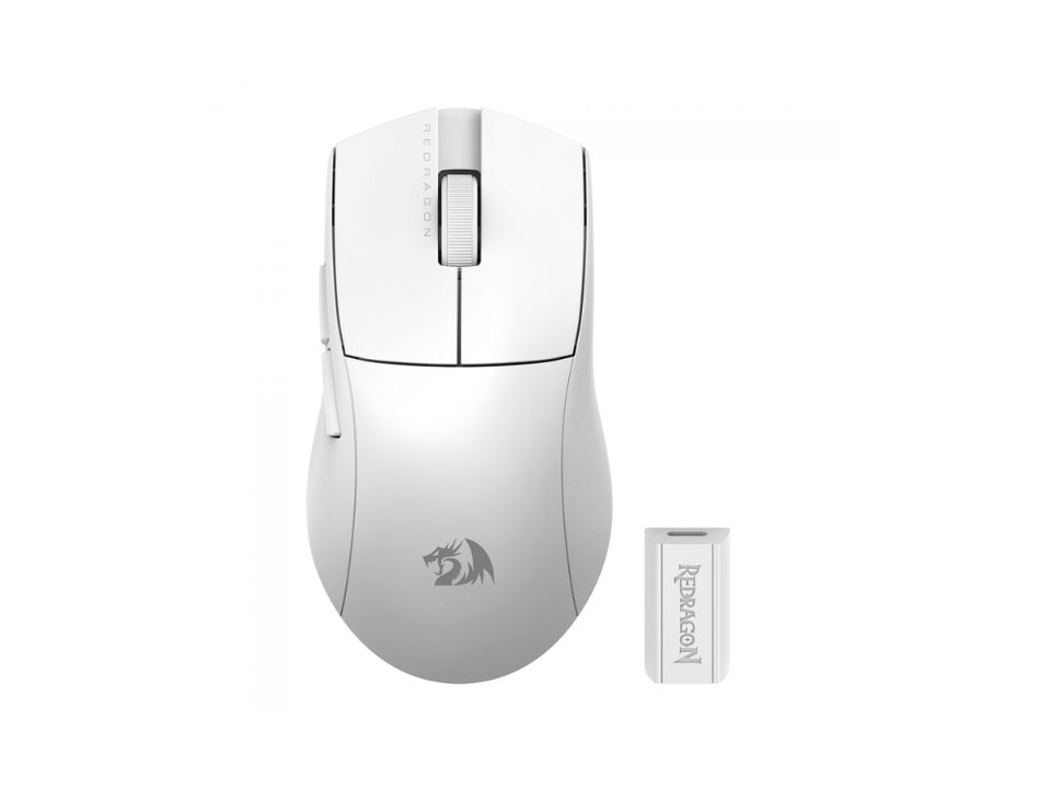 Mouse Sem Fio Gamer USB Óptico REDRAGON King Pro 4K Lunar White [M916W-PRO-4K] (26000 DPI) Branco