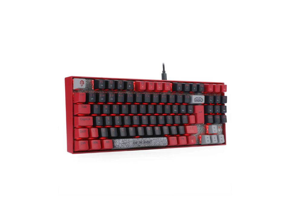 Teclado Gamer Mecânico USB WORLD OF WARCRAFT Horde [YGM1] Preto/Vermelho (Backlight Red / Switch Yellow)