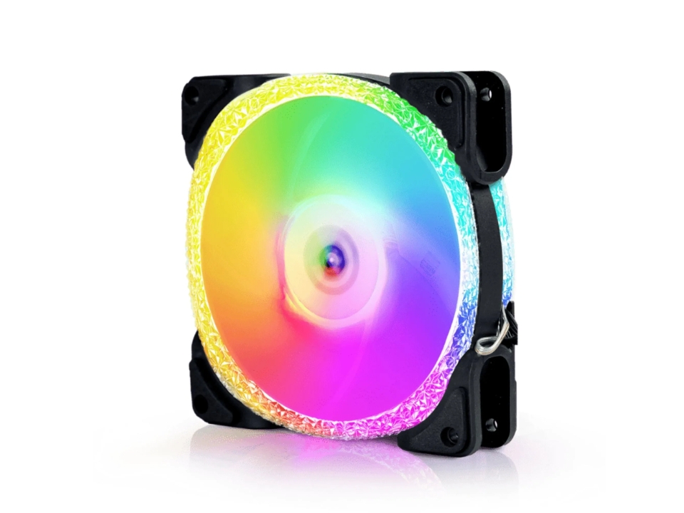 Fan/Exaustor ARGB p/ Gabinete 12 x 12 cm ROUND5 Crystal Black [R5-CRYSTAL-FW-B-2199]