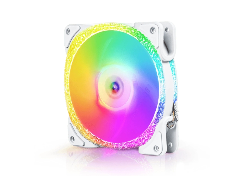 Fan/Exaustor ARGB p/ Gabinete 12 x 12 cm ROUND5 Crystal White [R5-CRYSTAL-FW-W-2201]