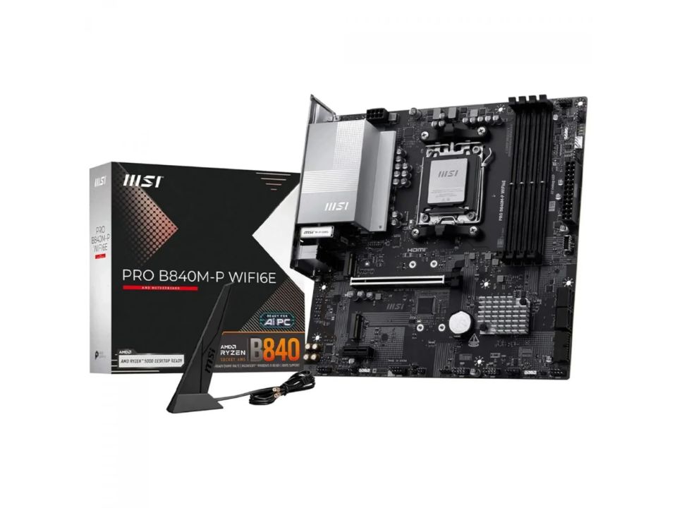 MB MSI PRO B840M-P WIFI6E p/ AMD AM5 4xDDR5/1xPCI-e/4xSATA/2xM.2
