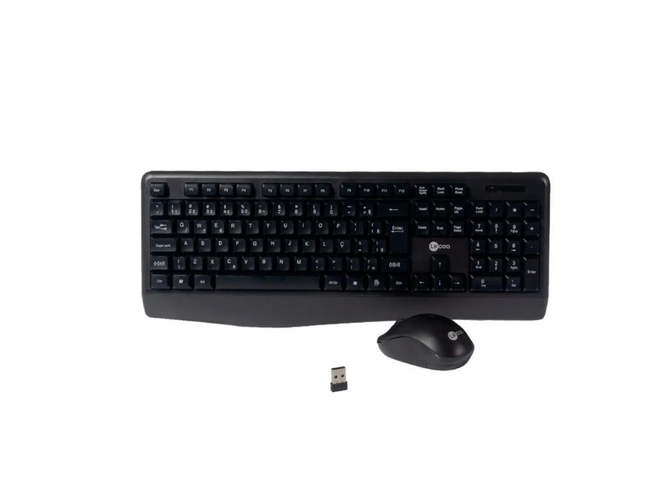 Kit Teclado + Mouse Sem Fio USB LENOVO LECOO KW211 Preto