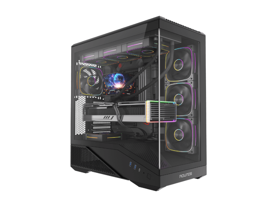 Gabinete ATX ROUND5 IceBox Black [R5-ICEBOX-B-2252] - SEM FONTE (2U3/1U3C/HDAP3/VT/FI/4F)