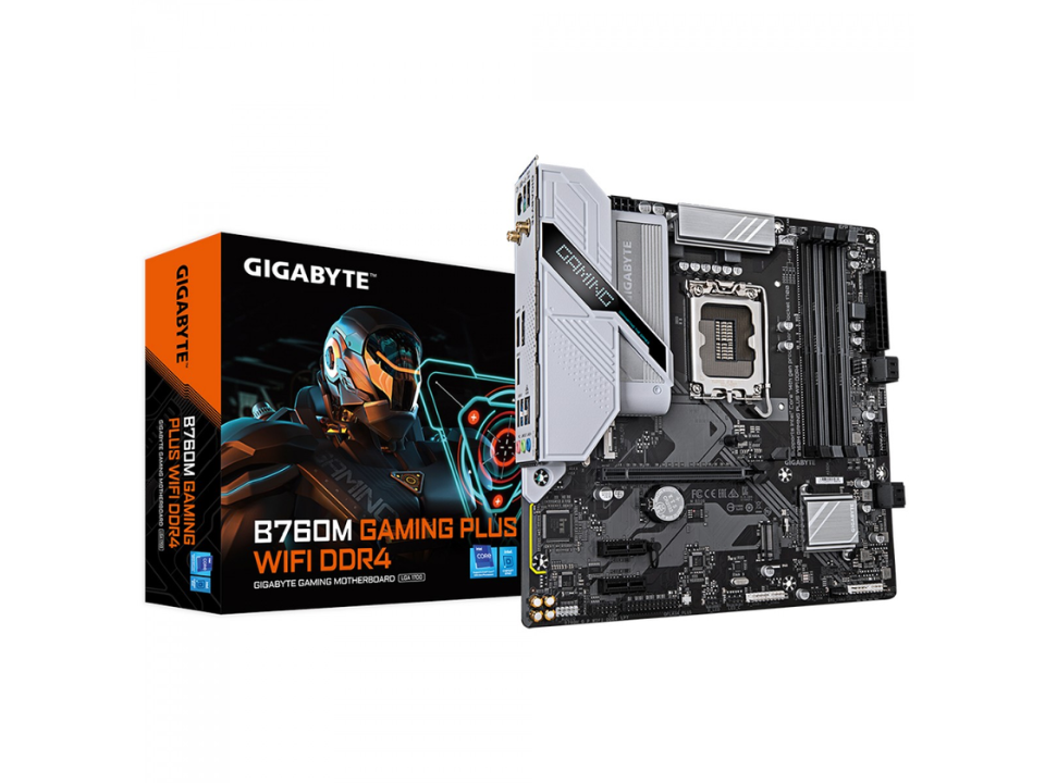 MB GIGABYTE B760M GAMING PLUS WIFI DDR4 p/ Intel LGA1700 4xDDR4/1xPCI-e/4xSATA/2xM.2